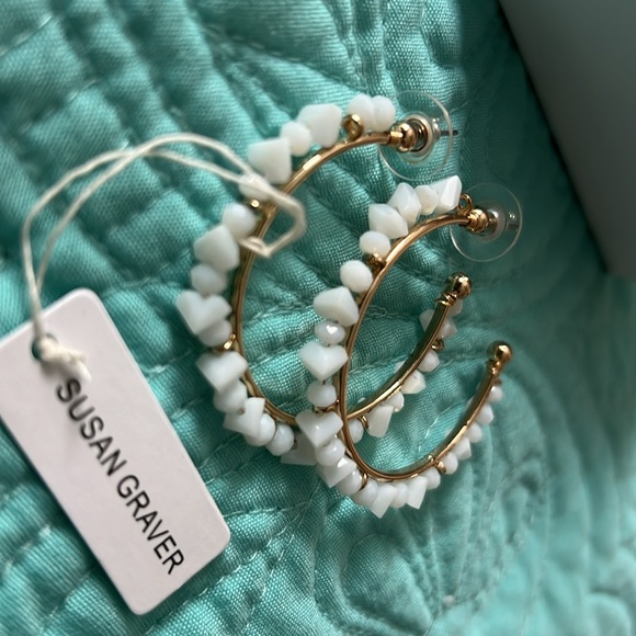 Susan Graver white beaded hoop earrings - Picture 5 of 5